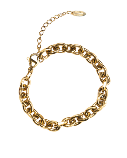 Gold chain bracelet on a white background