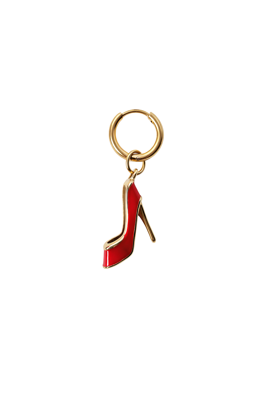 Gold bird-shaped earring on a white background
