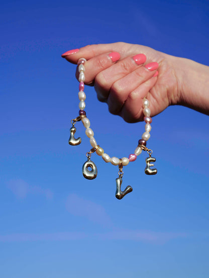 LOVE ON PEARLS NECKLACE