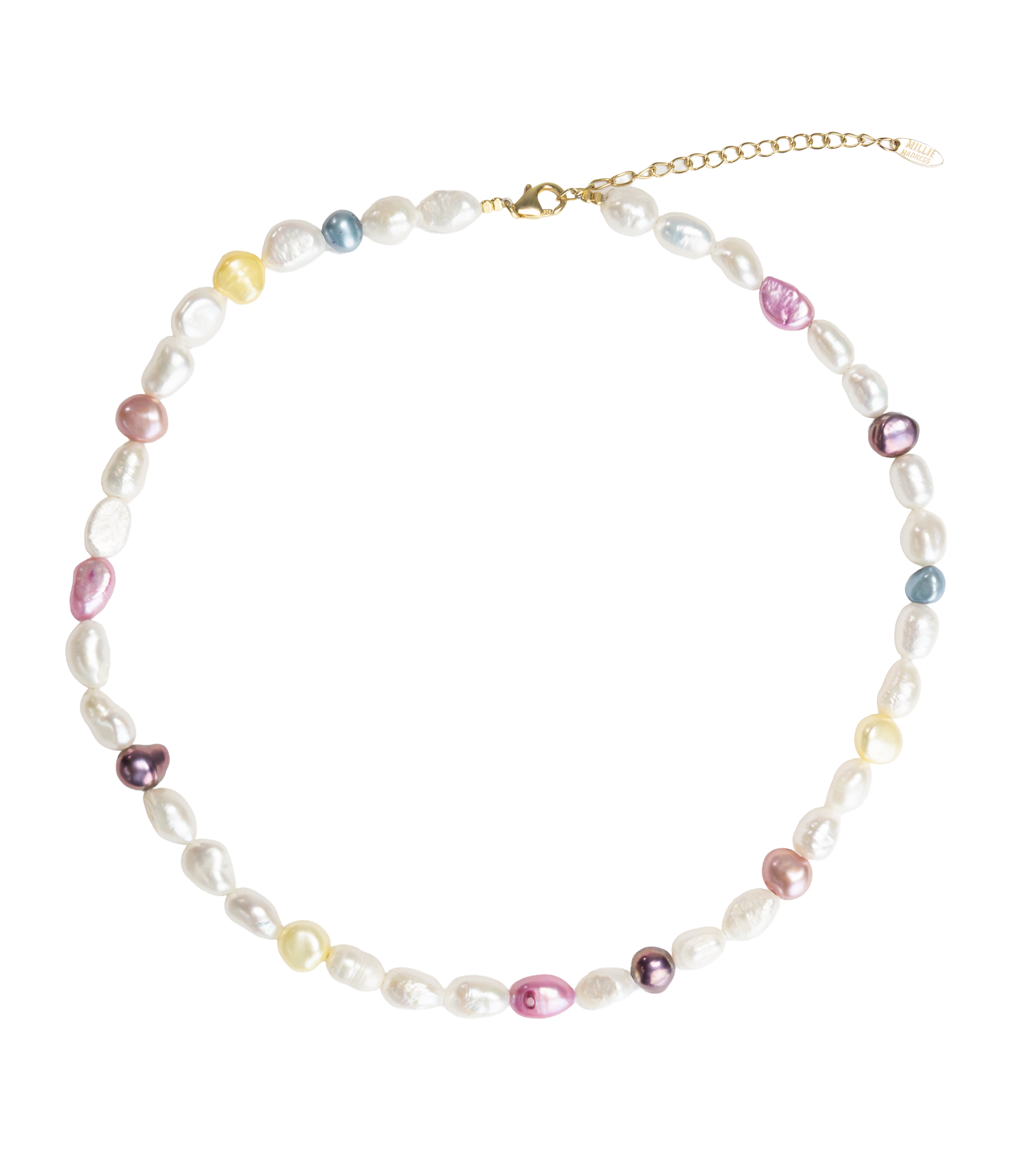 fresh natural pearls necklace pink yellow black pearls