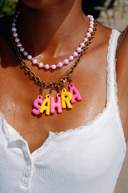 WHITE AND PINK/GREEN PEARLS