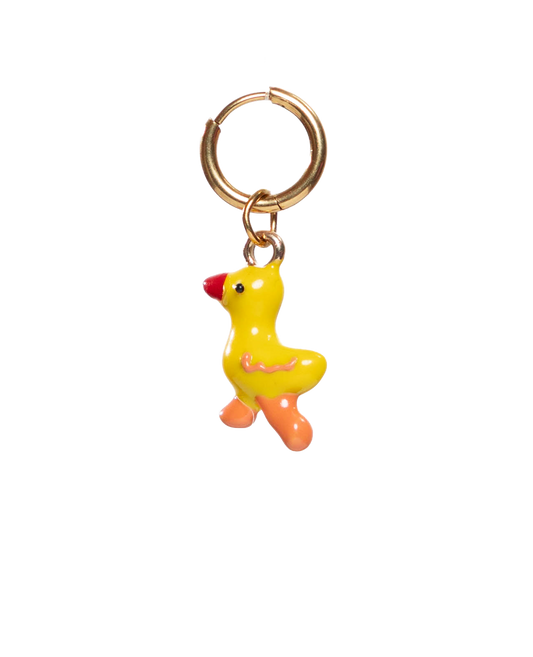 tiny yellow duck earring
