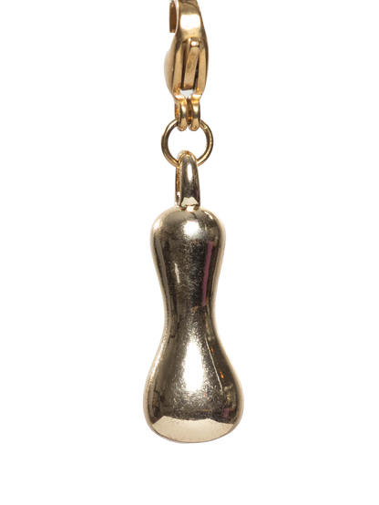 Gold plated letter I charm stainless steel clasp on a white background