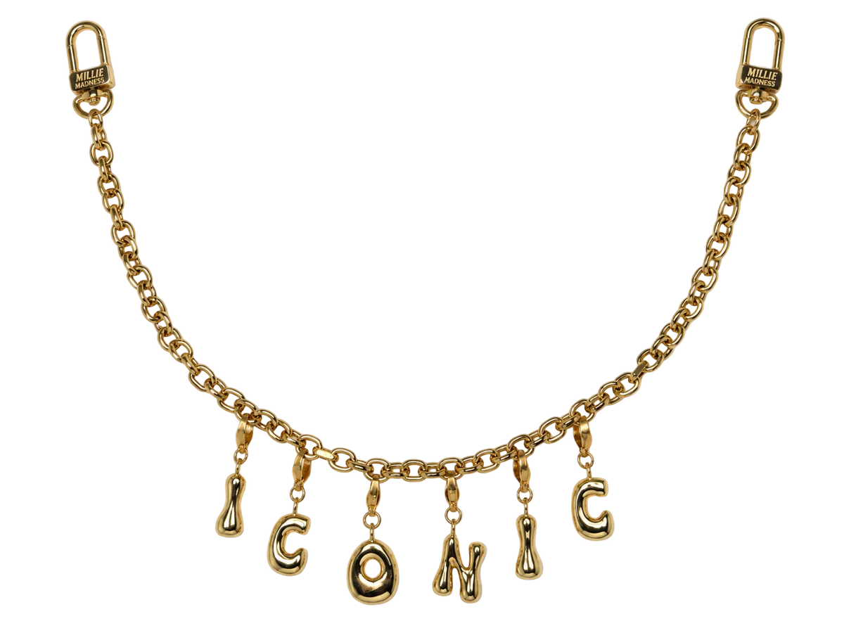 millie madness bag chain with iconic gold letters
