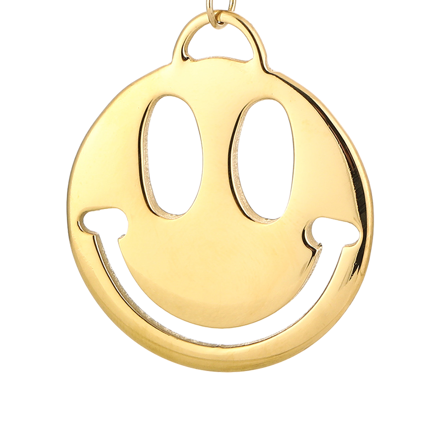 gold stainless steel smiley charm